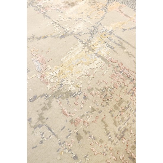 Pasargad Home Modern Collection Beige Silk & Wool Area Rug 12'6" X 15'7"