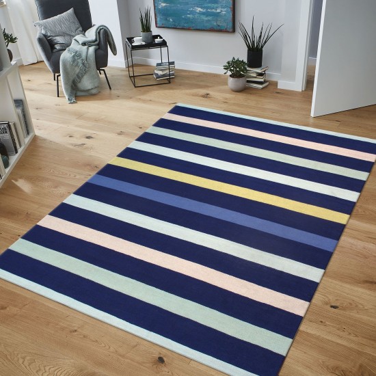 Pasargad Home Hampton Collection Blue Polypropylene Area Rug 4'0" X 6'0"