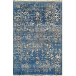 Pasargad Home Transitional Collection Blue Bamboo Silk & Wool Rug 4'1" X 6'2"