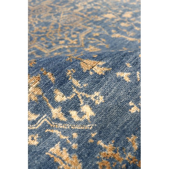 Pasargad Home Transitional Collection Blue Bamboo Silk & Wool Rug 4'1" X 6'2"