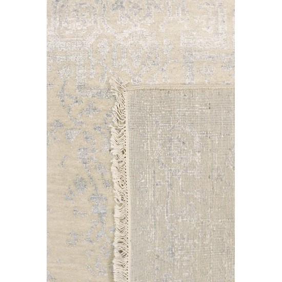 Pasargad Home Transitional Collection Ivory Bamboo Silk & Wool Rug 4'0" X 6'1"