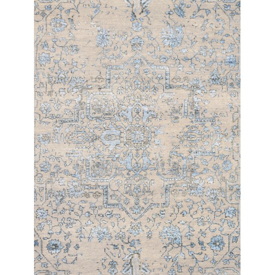 Pasargad Home Transitional Collection Silver Bamboo Silk & Wool Rug 5'9" X 9'0"