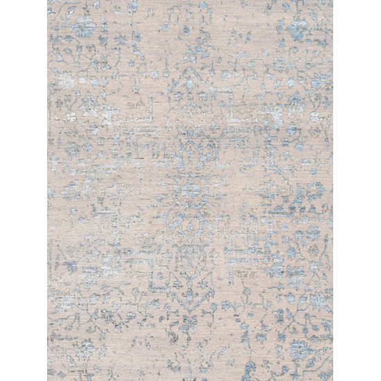 Pasargad Home Transitional Collection Silver Bamboo Silk & Wool Rug 5'11" X 9'0"