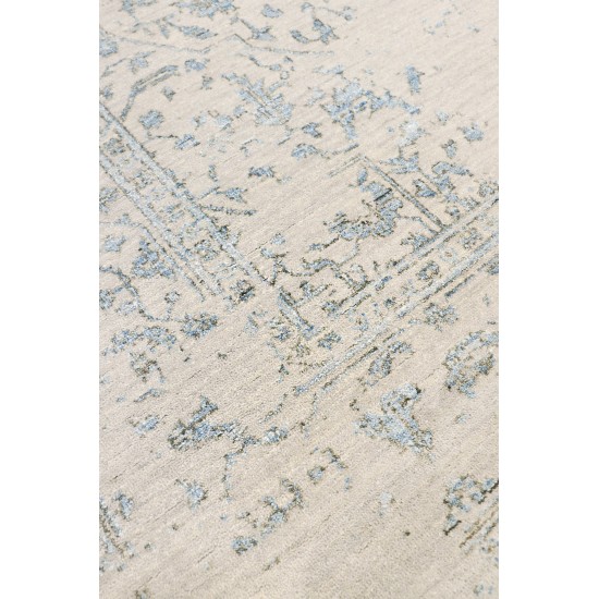 Pasargad Home Transitional Collection Silver Bamboo Silk & Wool Rug 5'11" X 9'0"