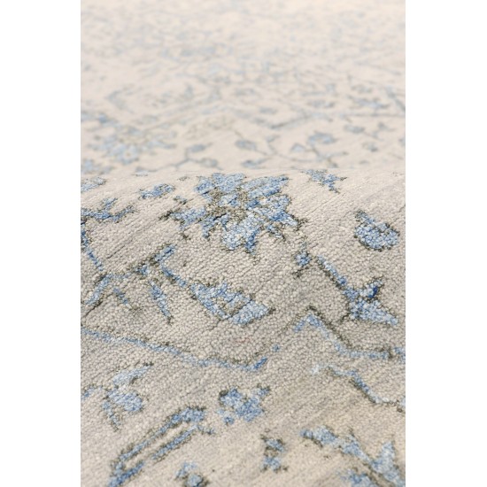 Pasargad Home Transitional Collection Silver Bamboo Silk & Wool Rug 5'11" X 9'0"