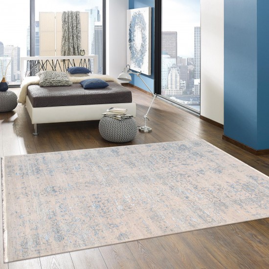 Pasargad Home Transitional Collection Silver Bamboo Silk & Wool Rug 5'11" X 9'0"