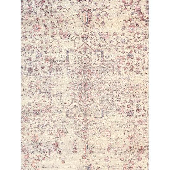 Pasargad Home Transitional Collection Silver Bamboo Silk & Wool Rug 8'1" X 9'11"