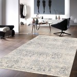 Pasargad Home Transitional Collection Silver Bamboo Silk & Wool Rug 4'0" X 6'2"