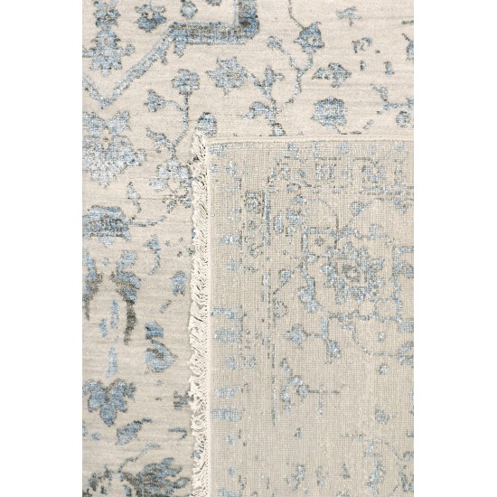 Pasargad Home Transitional Collection Silver Bamboo Silk & Wool Rug 8'5" X 11'8"