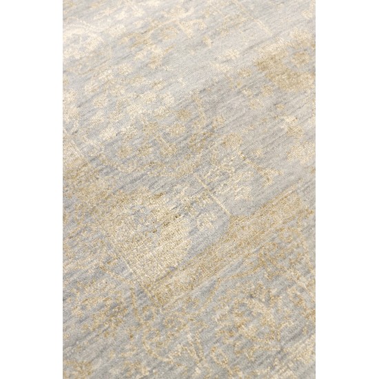 Pasargad Home Transitional Collection Silver Bamboo Silk & Wool Rug 4'0" X 5'9"