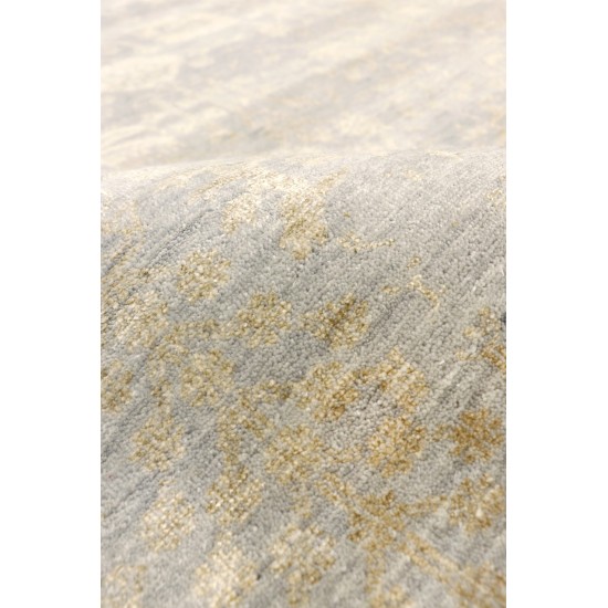 Pasargad Home Transitional Collection Silver Bamboo Silk & Wool Rug 4'0" X 5'9"