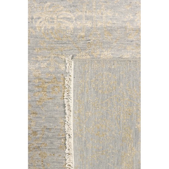Pasargad Home Transitional Collection Silver Bamboo Silk & Wool Rug 4'0" X 5'9"
