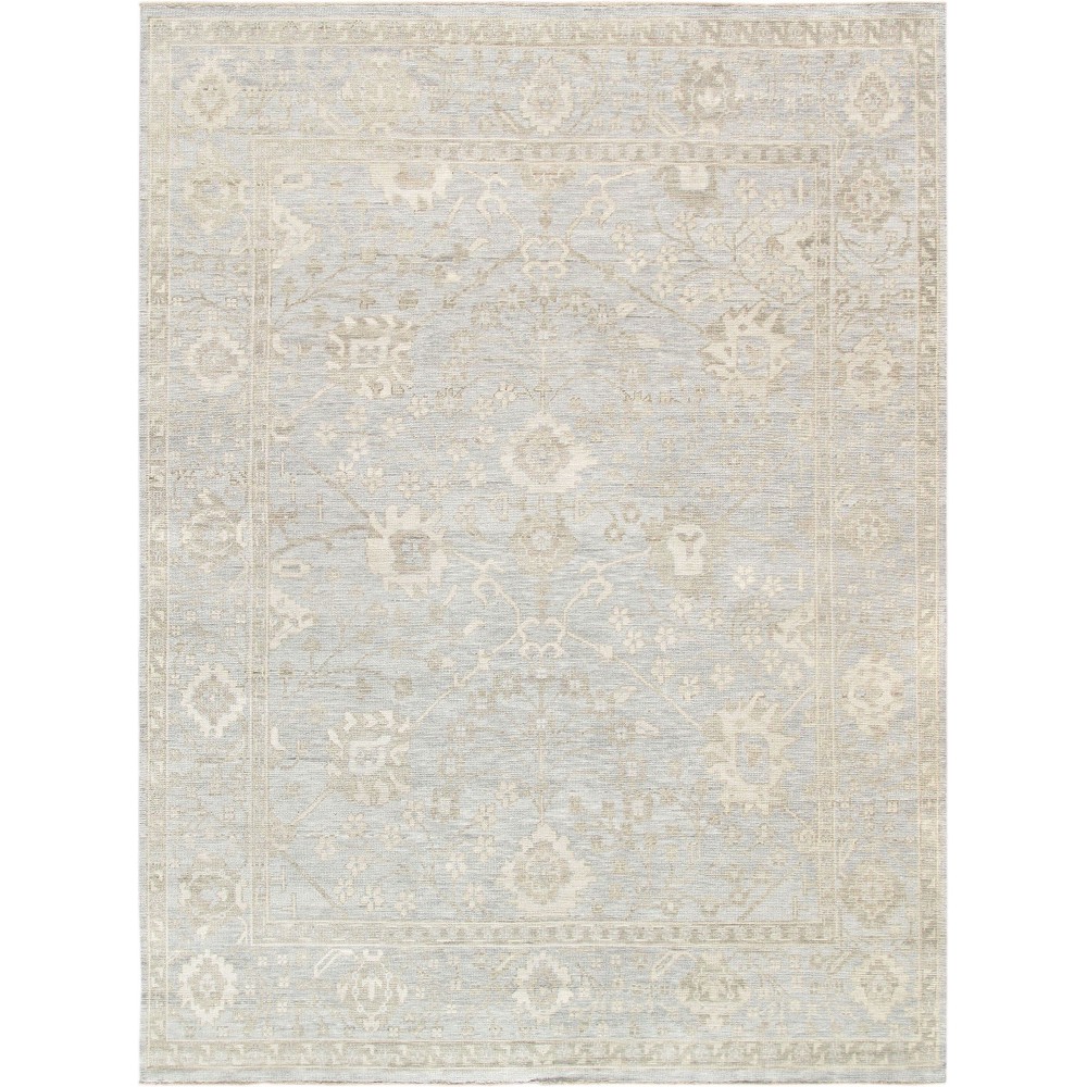 Pasargad Home Oushak Collection L. Blue Wool Area Rug 6'1" X 9'1"