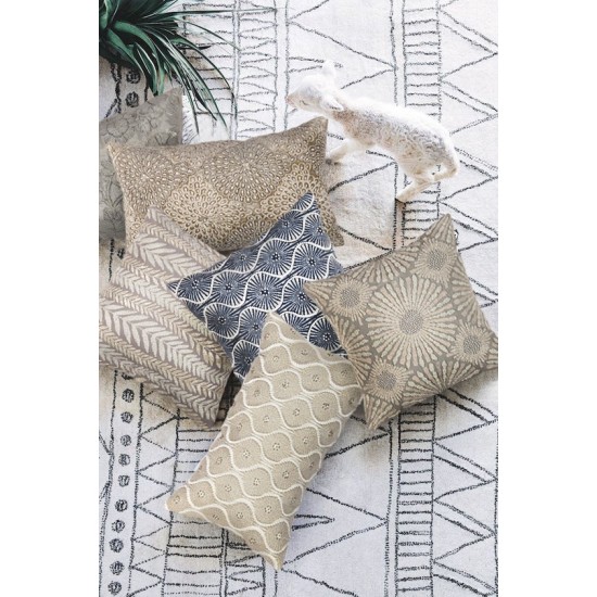 Pasargad Home Naples Collection Beige Cotton & Bamboo Silk Pillow