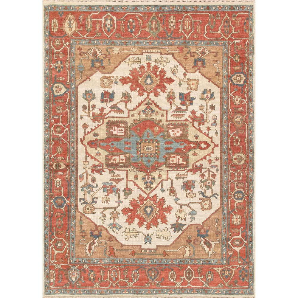 Pasargad Home Serapi Collection Ivory Wool Area Rug 9'8" X 13'10"