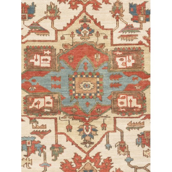 Pasargad Home Serapi Collection Ivory Wool Area Rug 9'8" X 13'10"