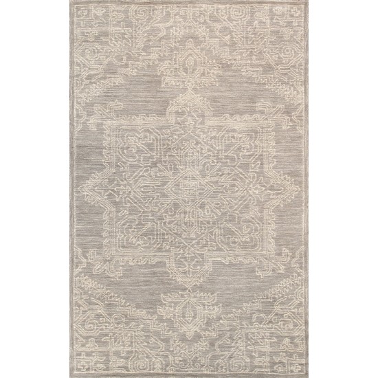 Pasargad Home Modern Collection Silver Bamboo Silk & Wool Area Rug 9'9" X 13'9"