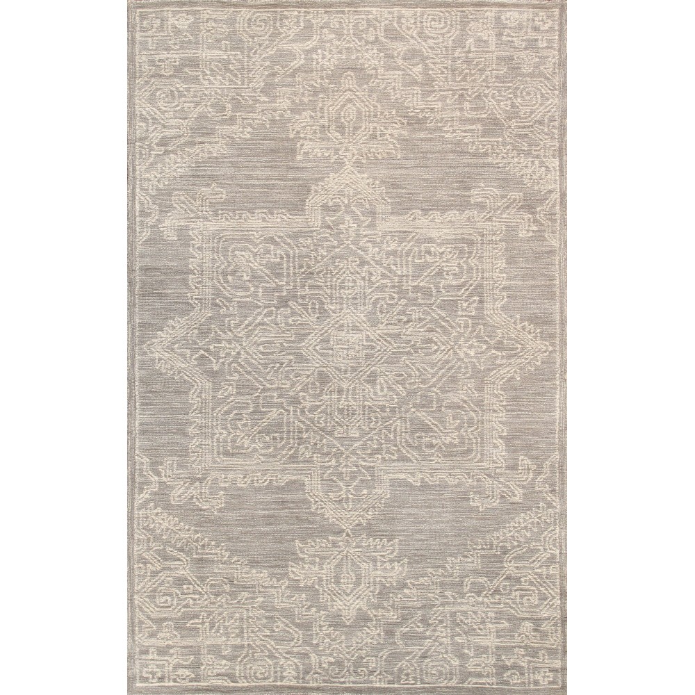 Pasargad Home Modern Collection Silver Bamboo Silk & Wool Area Rug 5'0" X 8'0"