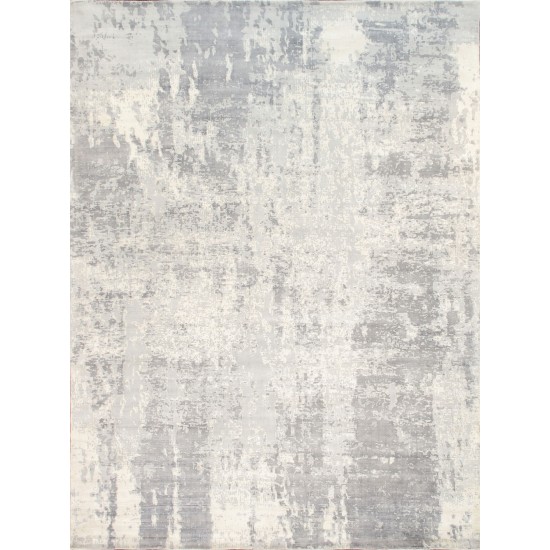 Pasargad Home Mirage Collection Grey/ Ivory Bamboo Silk Area Rug 10'0" X 14'0"