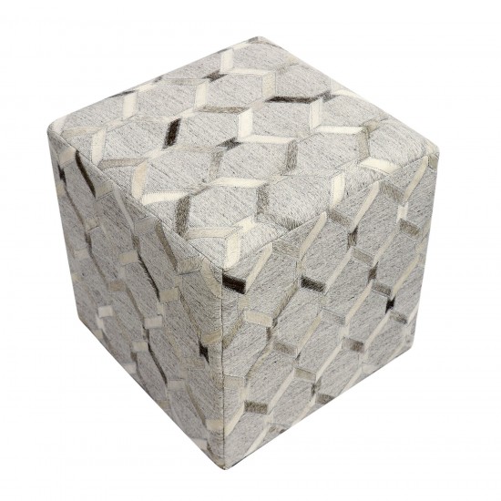 Pasargad Home Galaxy Collection Silver Pouf Ottoman