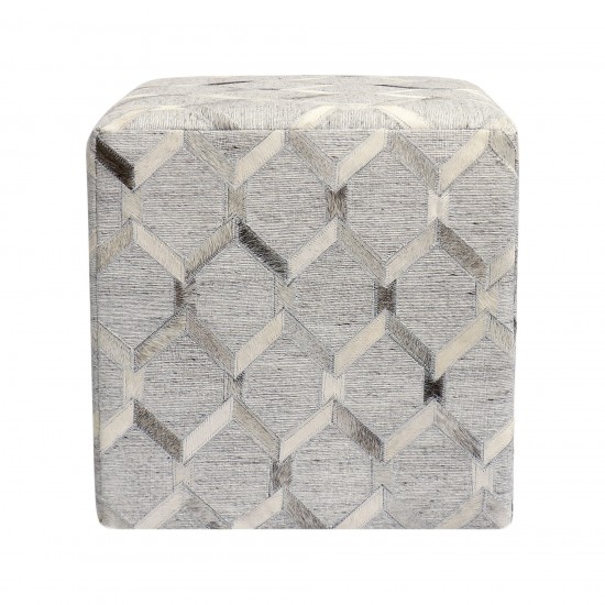 Pasargad Home Galaxy Collection Silver Pouf Ottoman