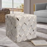 Pasargad Home Galaxy Collection Silver Pouf Ottoman