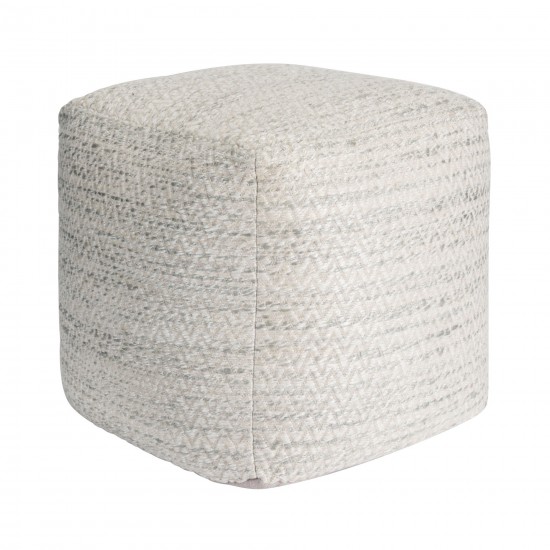 Pasargad Home Galaxy Collection Ivory Bamboo Silk & Wool Pouf Ottoman