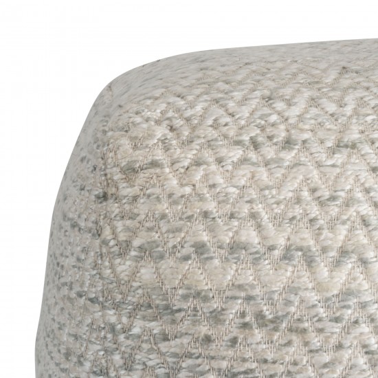 Pasargad Home Galaxy Collection Ivory Bamboo Silk & Wool Pouf Ottoman