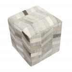 Pasargad Home Galaxy Collection Silver Cowhide&sar Pouf Ottoman