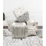 Pasargad Home Galaxy Collection Silver Cowhide&sar Pouf Ottoman