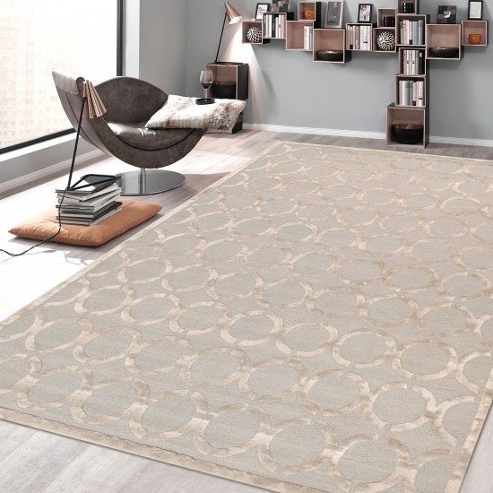 Pasargad Home Edgy Collection Beige Bamboo Silk & Wool Area Rug 12'0" X 15'0"