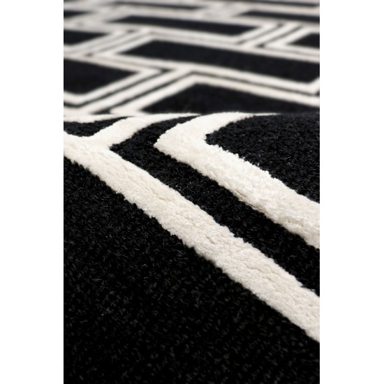 Pasargad Home Edgy Collection Black Bamboo Silk & Wool Area Rug 9'9" X 13'9"