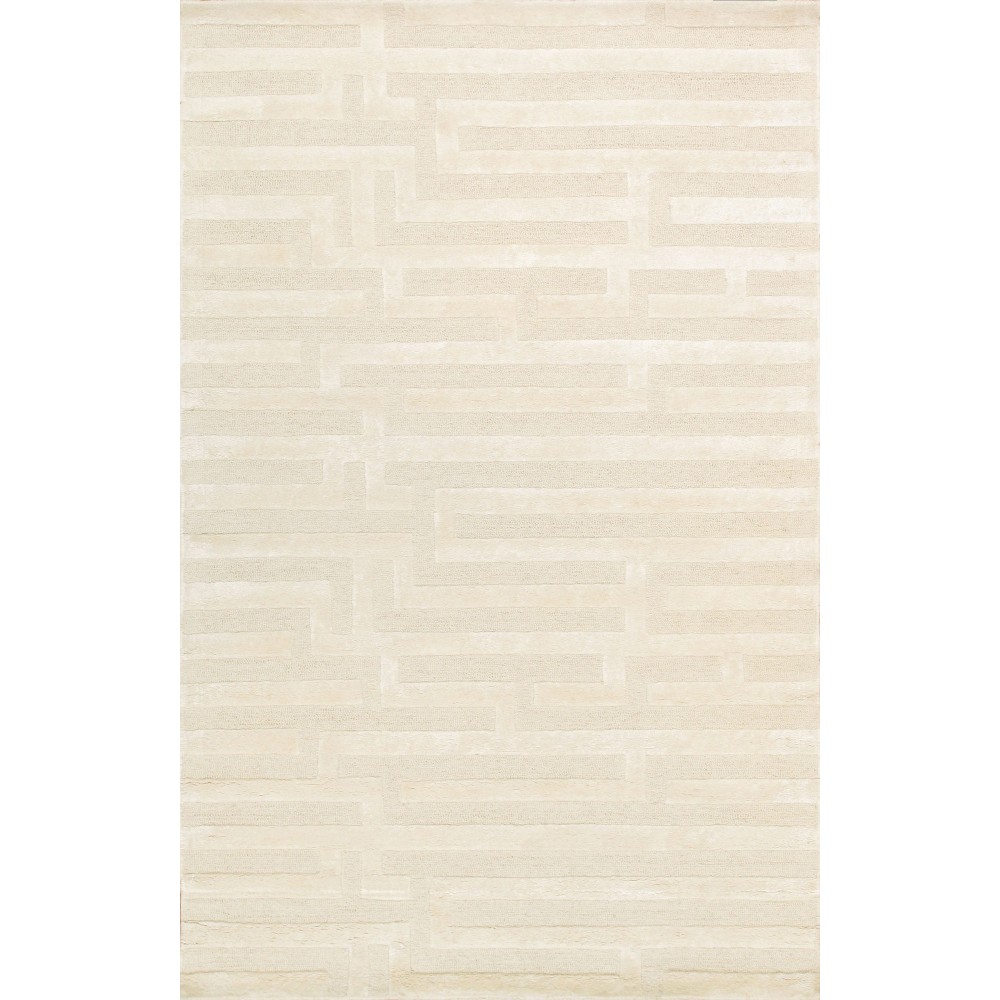 Pasargad Home Edgy Collection Ivory Bamboo Silk & Wool Area Rug 7'9" X 9'9"