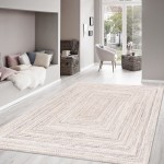 Pasargad Home Lagos Collection Ivory Poly Fabric Area Rug 10'0" X 14'0"