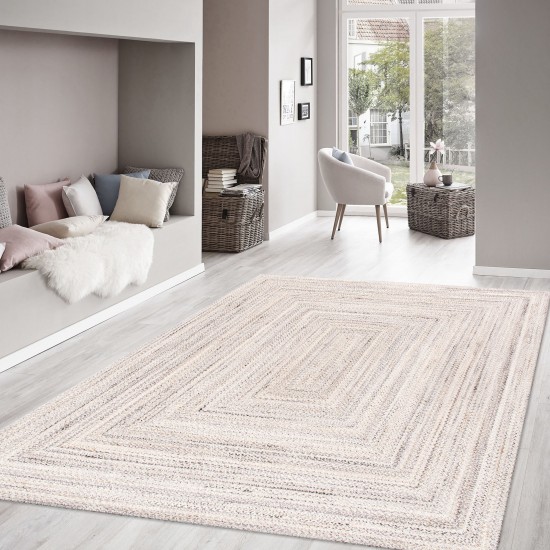 Pasargad Home Lagos Collection Ivory Poly Fabric Area Rug 10'0" X 14'0"