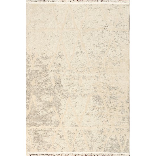 Pasargad Home Sutton Collection Ivory/Grey Area Rug 5'1" X 8'0"