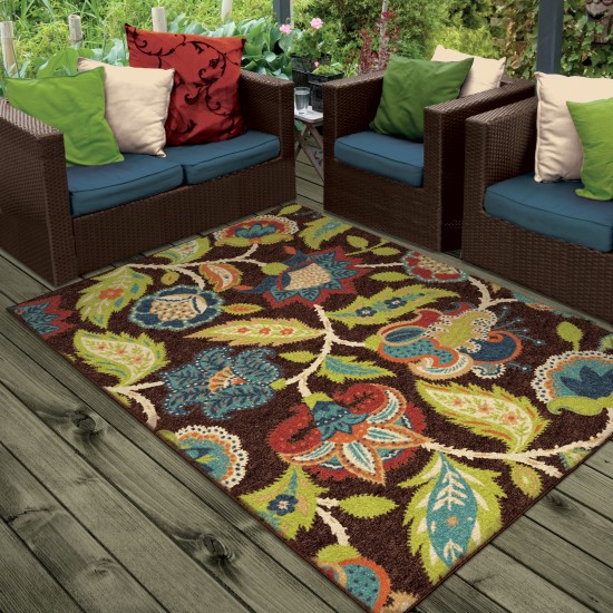 Orian Veranda Ethridge Brown 77"X116"