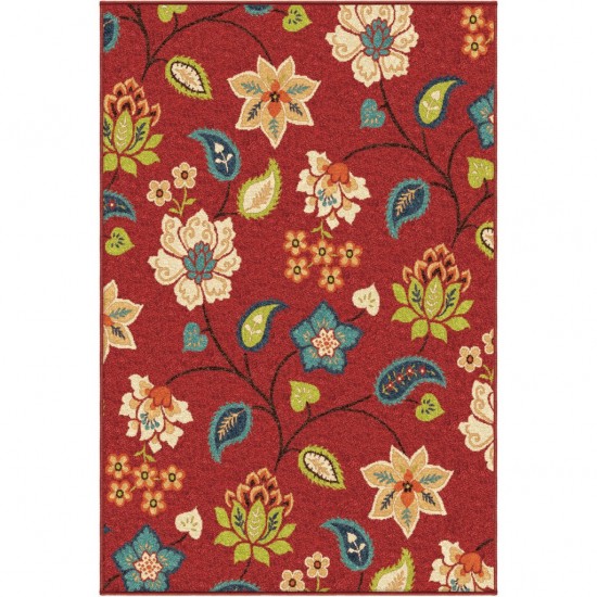 Orian Veranda Garden Chintz Red 62"X90"