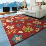 Orian Veranda Garden Chintz Red 62"X90"