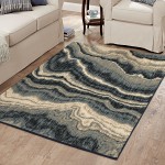Orian American Heritage Impressionist Stone Indigo 60"X84"