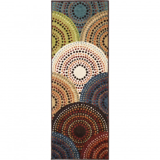 Orian Courtyard Bright Dotted Circles Multi 22"X60"