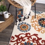 Orian Essential Courtyard Suzani Cream 108"X156"