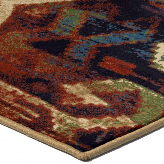 Orian Mardi Gras Elk River Multi Red 63"X90"