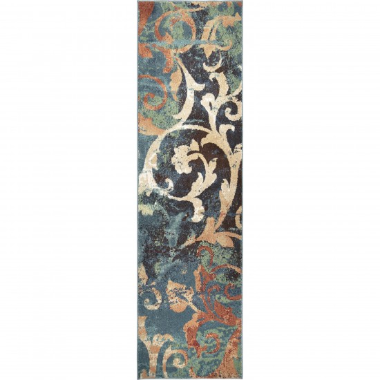 Orian Spoleto Watercolor Scroll Multi 27"X96"