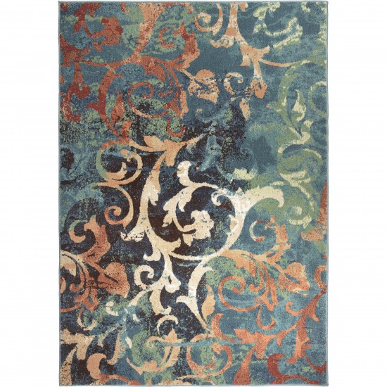 Orian Spoleto Watercolor Scroll Multi 63"X90"