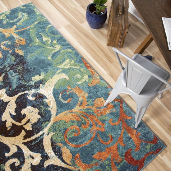 Orian Spoleto Watercolor Scroll Multi 63"X90"