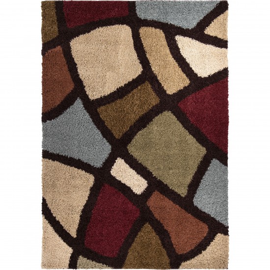 Orian Impressions Shag Circle Bloom Multi Brown 63"X90"