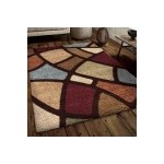 Orian Impressions Shag Circle Bloom Multi Brown 79"X116"