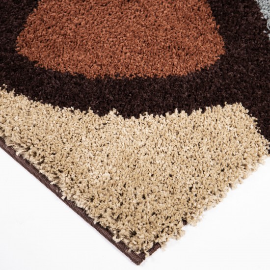 Orian Impressions Shag Circle Bloom Multi Brown 79"X116"