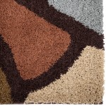 Orian Impressions Shag Circle Bloom Multi Brown 79"X116"